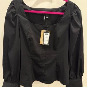 Vero Moda Black Blouse with Puff Sleeves